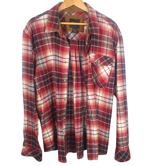 CQR Men's Flannel Shirt. Red and White Plaid Button-Down. 100% Cotton. XL. F0081 - Picture 1 of 10